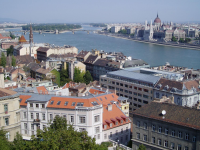The Danube River that splits Buda and Pest (which together are Budapest)